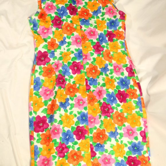 LAUREN TAYLOR New York Sleeveless Multicolor Floral Buttoned Dress Sz 12 - Picture 9 of 11